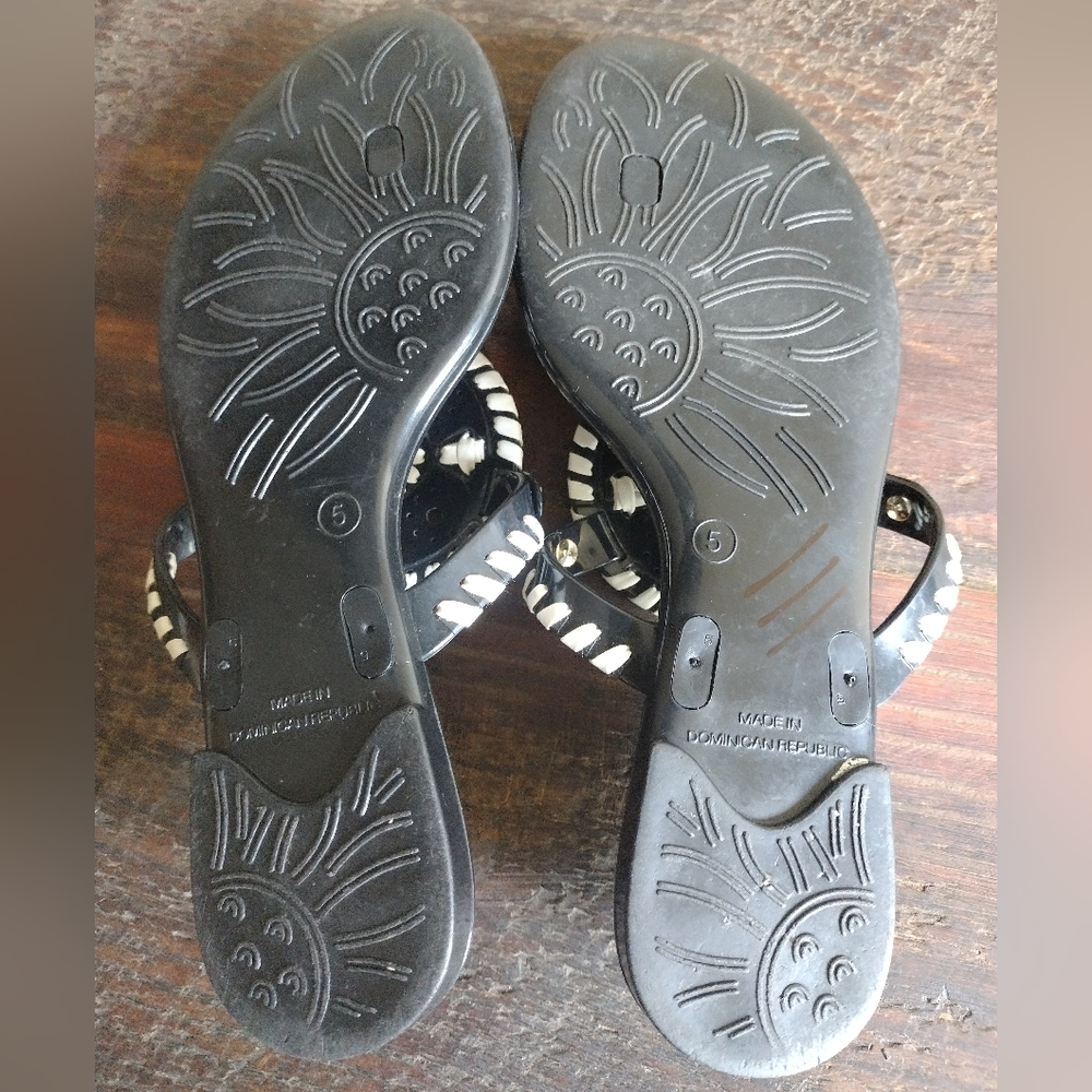 Jack Rogers Black White Georgica Jelly Sandals Size 5 - Picture 8 of 10